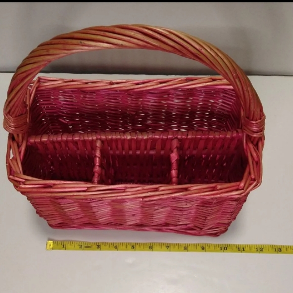 Utensil Caddy Pink Wicker - Picture 7 of 8